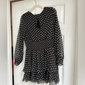 Polka Dot Mini Dress - Black and White